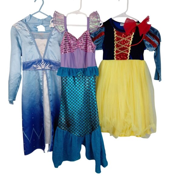 3-Disney Princess Fantasy Play Costume Set For Girls Size 4-6X Elsa Ariel & Sn - Picture 2 of 8